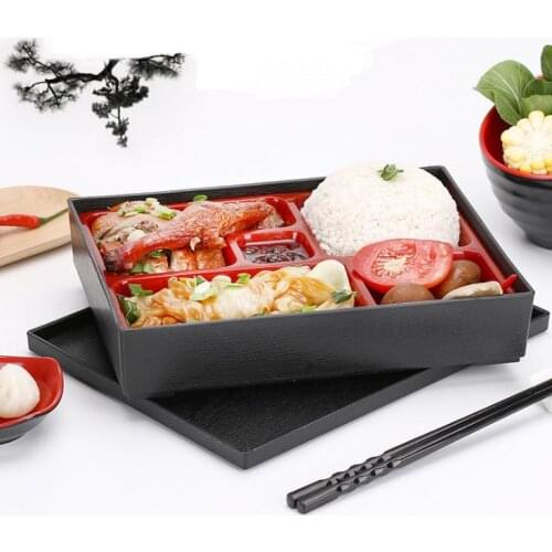 Japanese Style Sushi Box Plastic Lunch Sub Grid Rectangular Fast Food Business Packages Box 10pcs/lot 27*21*5cm SN265