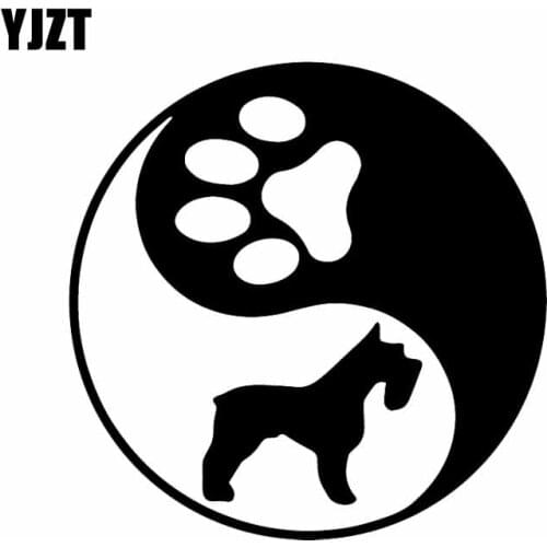 YJZT 14.9X14.9CM Yin Yang Schnauzer Art Decor Vinyl Decal Dog Miniature Car Sticker Black/Silver C24-1285