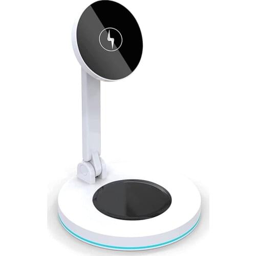 15 W QI Charger Station 2 in 1 for Wireless Fast Charger Stand with LED for iPhone 12 Pro for