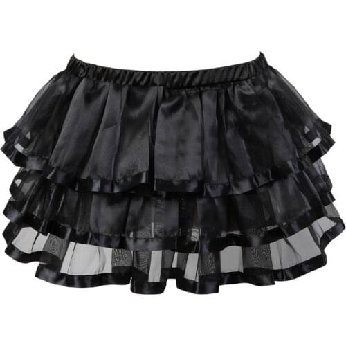 Women Multilayer Sexy Striped Mini Pleated Skirt Showgirl Party Mesh Tulle Dance Tutu Skirts Match Corset Skirt Plus Size S-6XL