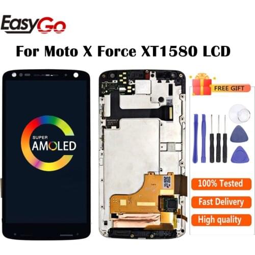 LCD Display For Motorola moto x force LCD XT1580 LCD Display With Touch Screen Digitizer Assembly with frame Free Shipping