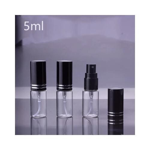 100pcs/lot 5ml 10ML 15ml Portable black Glass Perfume Bottle With Atomizer Empty Cosmetic Containers For Travel