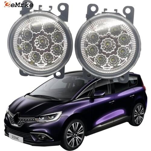 2PCS Car Styling 9-Pieces LED Fog Light Lamp for Renault Grand Scenic/Scenic IV MK4 2016 2017 2018 2019 2020 Fog Lights 12V DRL