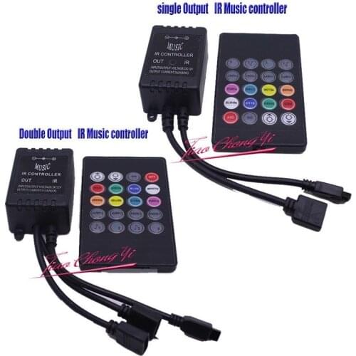 2021New 20Key DC12V Double Outputs RGB IR Remote Music controller For 5050 RGB led strip