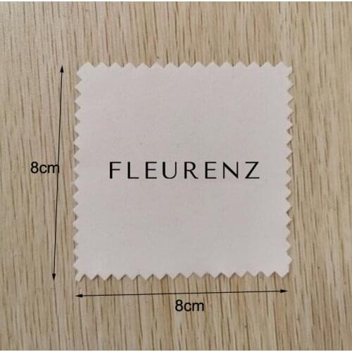 Customised Logo 200 PCS 8*8cm White Jewelry Polishing Cleaning Cloth Printed With Black Logo Individually Wrapped Packaging