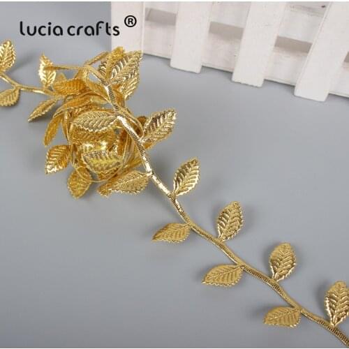 5/10Meters Approx 4cm Gold Silver Trim Leaves Lace Embellishment Ribbons DIY Sewing Garment Garlands Appliques Crafts A1108