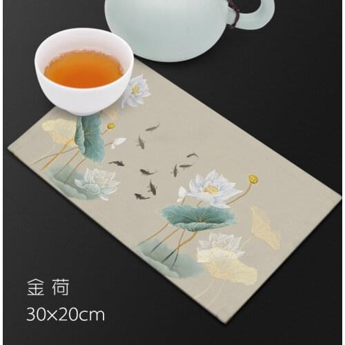 Tea Towel Absorbent Rectangular Towel Fabric Chinese Style Tea Towel Pad Small Square Towel Tea Table Tablecloth 30*20cm