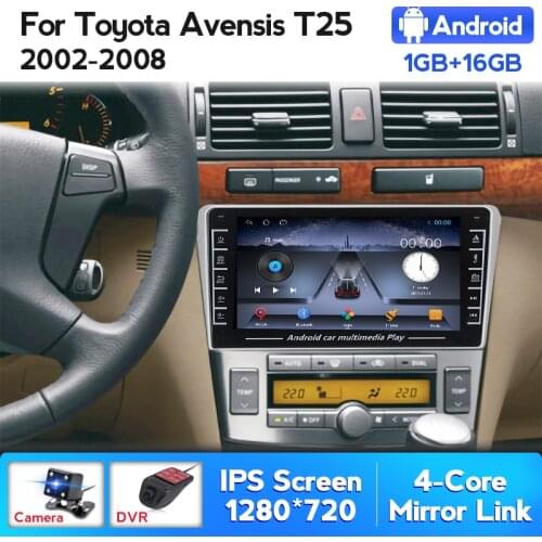 IPS Android Radio Stereo with Frame for Toyota Avensis T25 2002-2008 Car Multimedia Player GPS Navigation 2 Din Head Unit WIFI