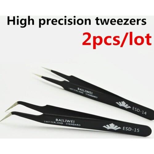 Free shipping 2 pcs Black Nail Art Acrylic Gel Picking Tool Rhinestones Gem Decor Black Eyelash Tweezers Hot Selling