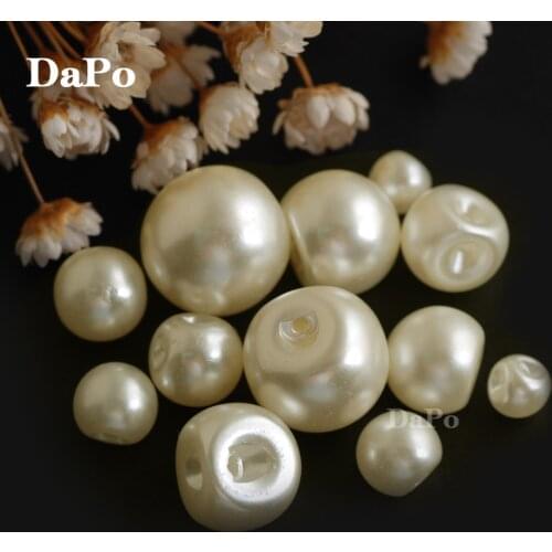 6mm 8mm 9mm 10mm 12mm 14mm Ivory Color Side Hole Imitation Pearls ABS Plastic Beads For DIY Clothing Making Decoration