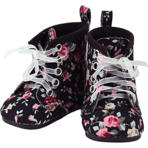 Black Printing Boot Fit For 43cm Doll 17 Inch Reborn Babies Doll Shoes