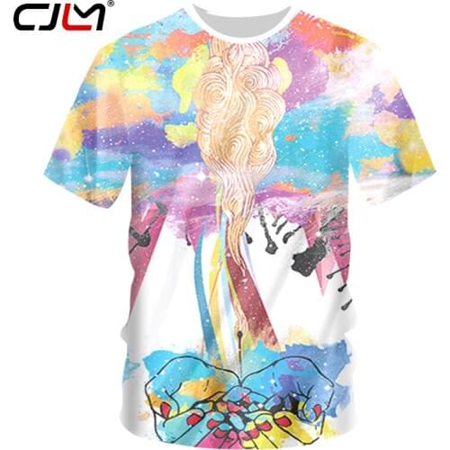 CJLM Gyms Bodybuilding Fitness Shirts Man Hip Hop Short Sleeve O Neck Tshirts Mens Funny Print Color Graffiti 3d T-shirt Unisex