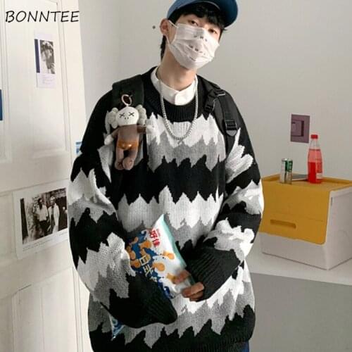 Designed Pullovers Men Retro All-match Ulzzang Youthful Vitality Oversize Loose Classic Printed Sweaters Students Ins Fashion