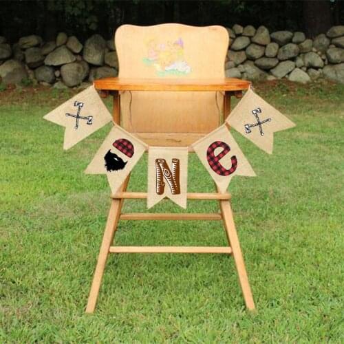 Happy Camper Wild One Lumberjack Woodland forest Rustic Camping First 1st year old Birthday party decoration banner Photo props