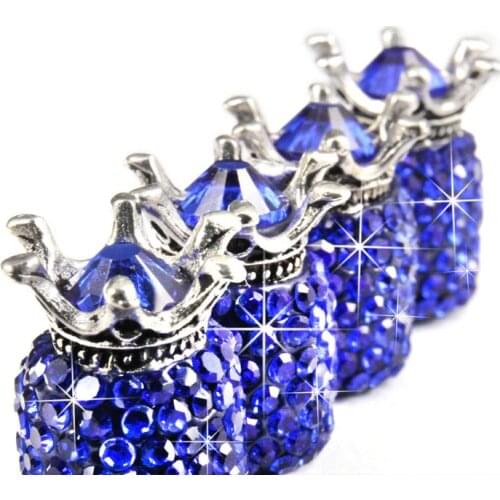 G5AD 4pcs Diamond Crown Car Tire Valve Crystal Bicycle Tyre Wheel Cover