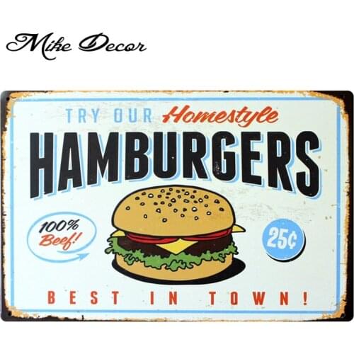 [ Mike86 ] Hamburger Best in town Retro Metal Plaque Room Decor Wall art Craft 20*30 CM Mix Items B-336