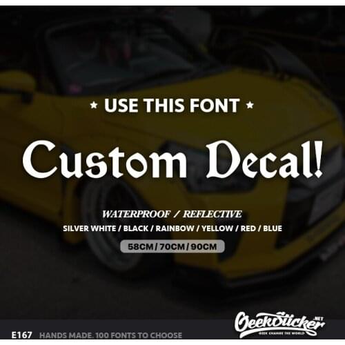 Geeksticker Custom Car Stickers Styling JDM Sticker CUSTOM TEXT Script VERTICAL Windshield Graphic Vinyl Decal Stickers Voiture