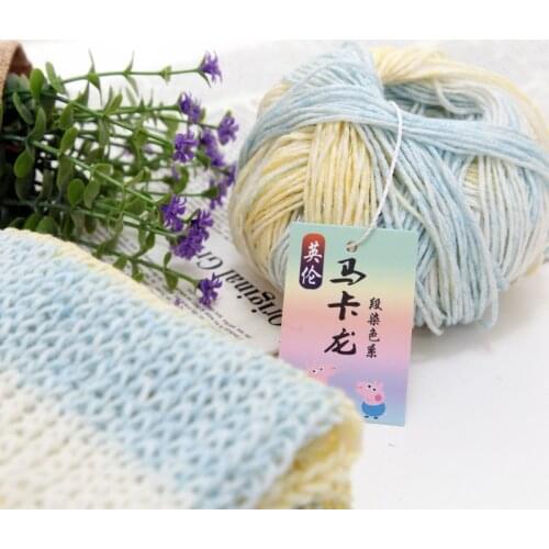 100g 2 Ball Baby Rainbow Color Cotton Yarn For Hand Knitting Crochet Wool Thread Colorful Eco-Dyed Needlework Childrens Yarn