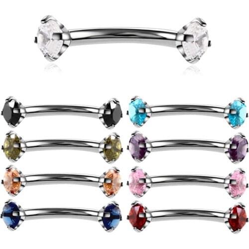 1pc Surgical Steel Eyebrow Gem Curved Ring Eyebrow Pircing Curved Barbell Banana Piercings Body Jewelry Bijoux Earlets