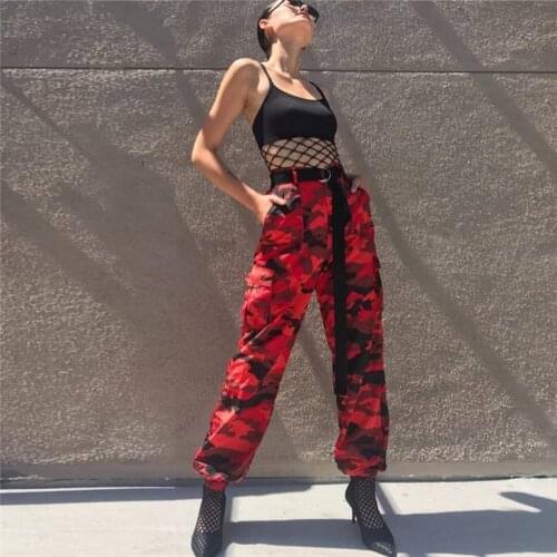 2021Military Army Combat CamWomen Fashion 6 Color Camo Cargo Pants High Waist Hip Hop Trousers ouflage Long Pants Ladies Hot