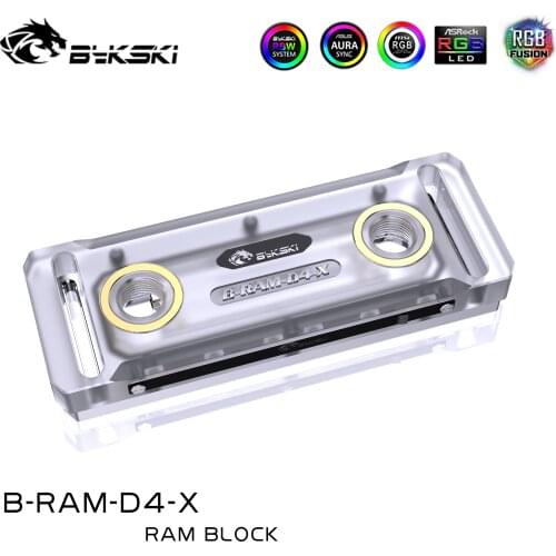 BYKSKI RAM RGB CPU Cooler RAM Heatsinks Water Cooling Block for Dual Channel RAM Cooled RGB Radiator Copper 2pcs or 4 4pcs