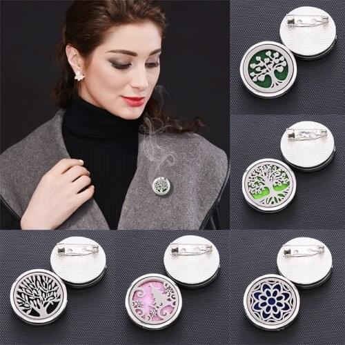 Hot New Fashion Women Essential Oil Diffuser Brooch Aroma therapy Locket Stainless Steel Magnetic Women and Men Charm Brooch