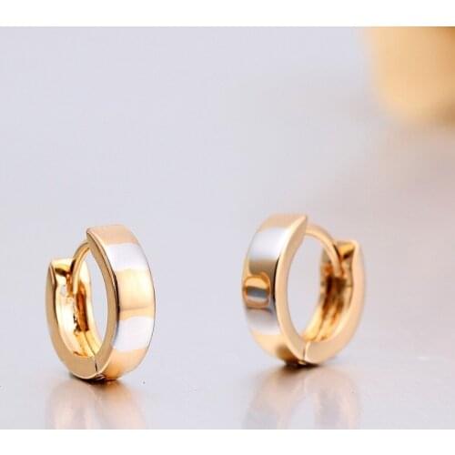 Windshow Yellow and White Mix Gold Color Loop Circles Huggies Small Hoops Earrings For Women Men Jewelry Pendientes Aros Aretes