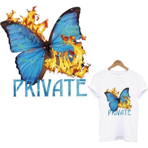 Fashion Patch Letter Butterfly Patches Iron On Transfers For Clothing Vinyl Sticker For Women Heat Transfer Printing Stickers