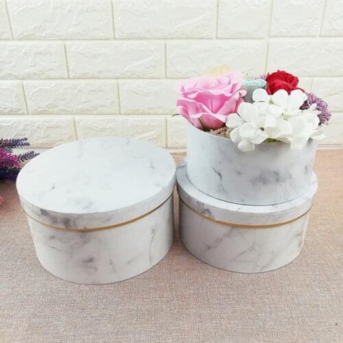 Marbling Hat Box Flower Arrangement Cupcake Wedding Small Boxes for Gifts Custom Packaging Tube Kraft Paper Gift Boxes Wholesale