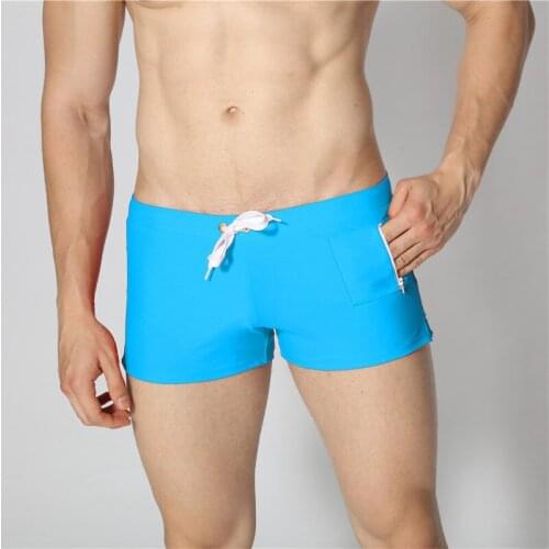 Men Swimming Trunks Flat Angle Swimming Pants Pocket Beach Pants Swimsuit Durable Quick-drying Highly Elastic Comfortable Summer