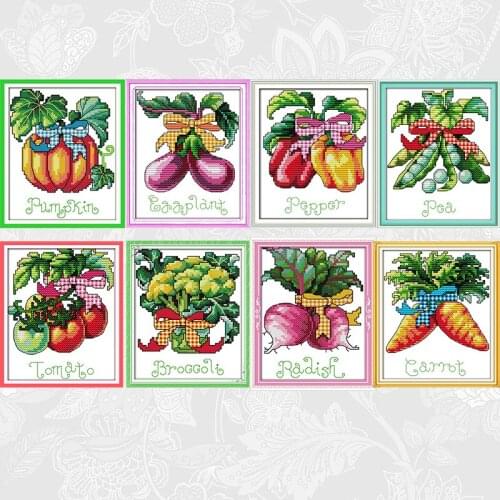 Joy sunday Vegetable series Aida Cross-stitch Kits DIY Handmade Needlework Printed on Canvas Cross Stitch Embroidery Sets