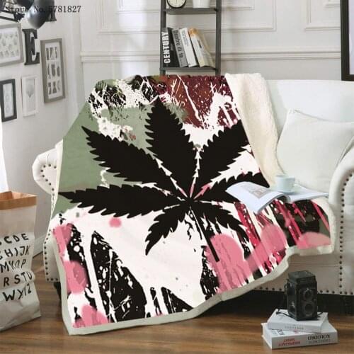 Maple Leaf Sherpa Blanket Colorful Leaves Throw Blanket Nap Office Weighted Blanket Sofa Soft Bedspread For Bedroom Blanket