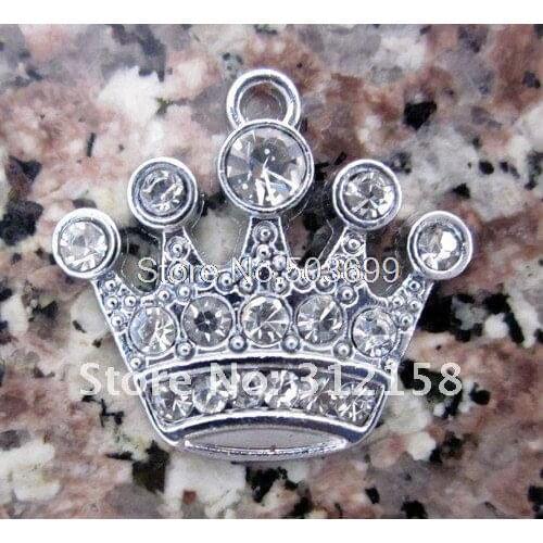 Wholesale Lots 100Pcs DIY Rhinestone Crown Charm Accessories 18*15mm
