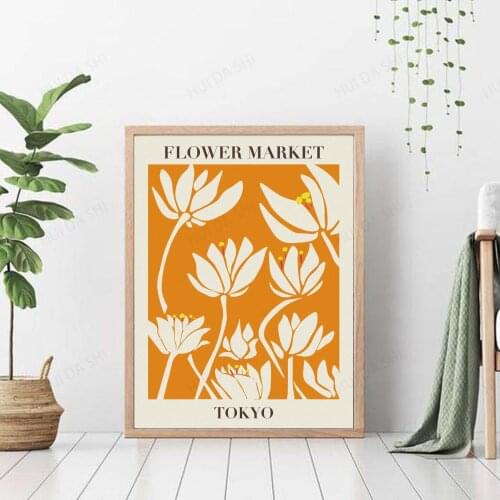 Flower Market Print Orange, Florist Gift, Flower Shop Decor, Tokyo Flower Market Poster, Printable Wall Art, Flower Print