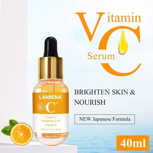 LANBENA VC Whitening Serum Essential Oils Facial Essence Remover Speckle Fade Dark Spots Brighten Nourishing Skin Care 40ml