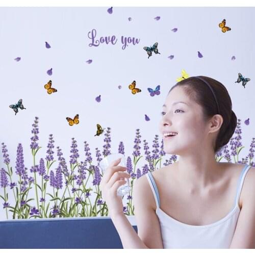 Provence Lavender wall stickers Vinyl DIY Skirting Wall Decals For Living room bedroom corner line Home Decoration stickers