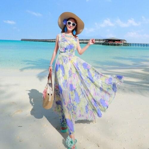 Chiffon Floral Dress New Summer Women Woman Dresses Vestido De Mujer Femme Robe