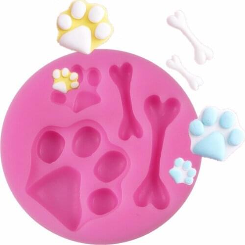 Silicone Fondant Cake Decorating Tools Easy Demoulding Dog Paw Footprint Bone Bear Paw Resin Mold DIY Baking Accessories A564