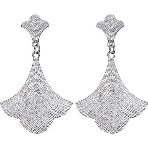 Jiayijiaudo Stylish gold/silver color long earrings for womens dress accessories Classic fan-shaped earrings gift dropshipping