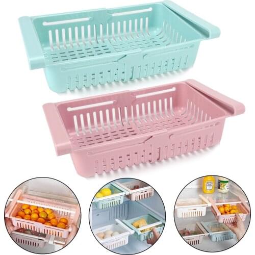 Refrigerator Drawer Telescopic kitchen Storage Rack Food Fruit Snack Container Holder Fridge Organizer Shelf Storage