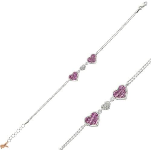 Tevuli 925 Sterling Silver Pink Heart Women Bracelet