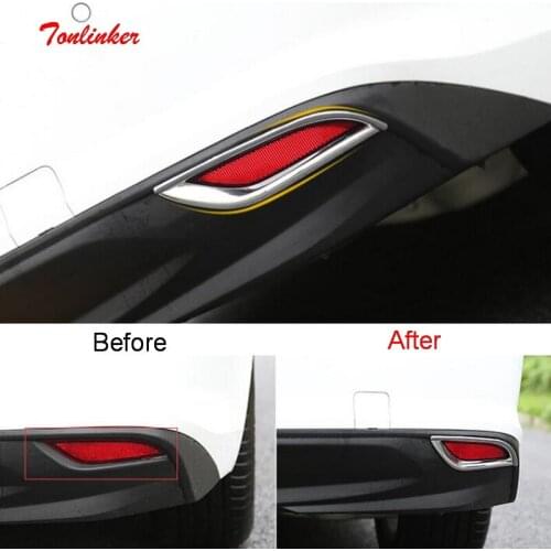 Tonlinker Exterior Rear Foglight Cover case Sticker for Chevrolet Malibu 2017-18 Car Styling 2 PCS ABS Chrome Cover Sticker