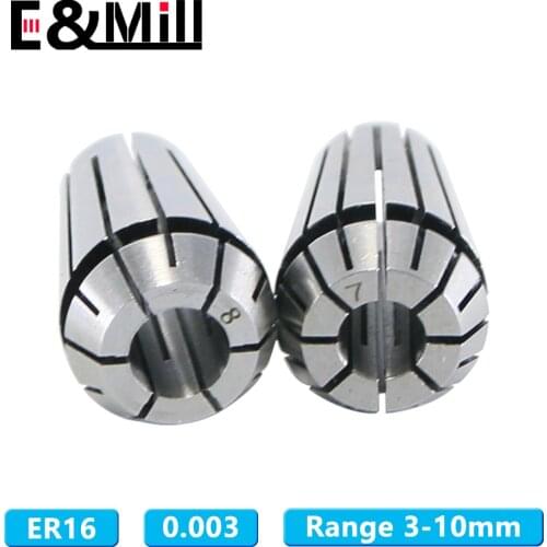 High Precision 0.003 Up ER16 Collet Chuck 3~10mm ER Spring Collet Chuck For CNC Milling Tool Holder Engraving Machine Lathe Mill