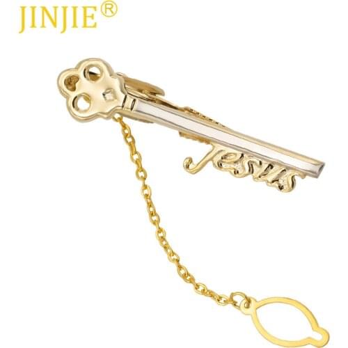 High Quality Men Pure Copper Key Shape Tie Clip Bar Necktie Pin Clasp Clamp Wedding Charm Creative Gifts Clip Mens Gifts Jewelry