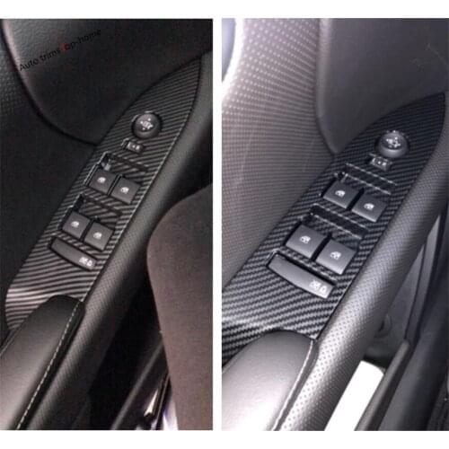 Yimaautotrims Armrest Window Glass Lift Button Cover Trim Fit For Cadillac XTS 2015 - 2019 Carbon Fiber ABS Interior Mouldings