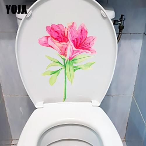 YOJA 16.9X22.7CM Watercolor Red Azalea Living Room Wall Sticker Decal Fashion Toilet WC Decor T1-1695