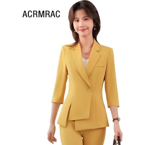 Women suits summer Half sleeve blazers pants Office Lady Formal Work clothes women pants suits woman set suits 880