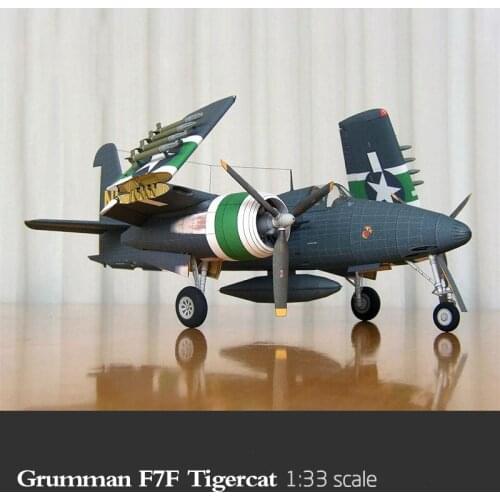 1:33 U.S. F7F Tiger Cat Fighter DIY 3D Paper Card Model Building Sets Construction Toys Educational Toys Military Model