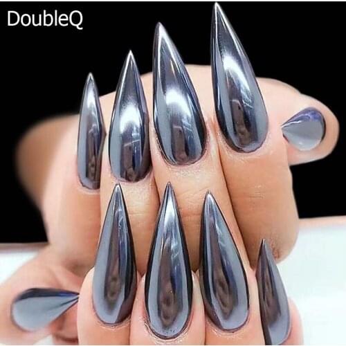 1g/Box Black Metal Mirror Dazzling Nail Glitter Metal Nail Art Chrome Powder Shiny Ultra Thin Pigment Dust Nail Decor