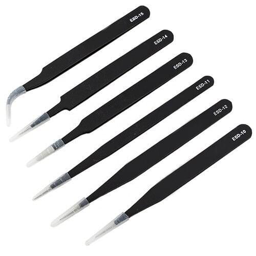 10pcs/pack 6 pcs Safe Anti-Static Stainless Steel Tweezers Repair Maintenance Tools hot sales